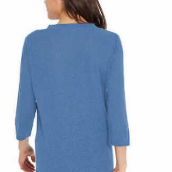 BRAND NEW - Orvis Ladies' 3/4 Sleeve V-Neck Linen Blend BLUE - Picture 3 of 3